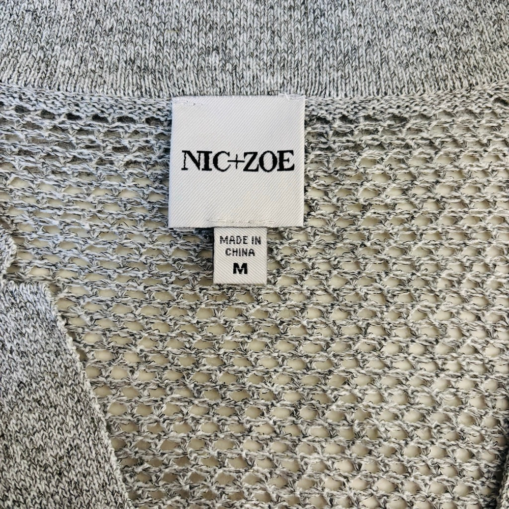 EUC NIC+ZOE Metallic Mesh Stitch Sweater in Tarragon Open Weave | Sz M - Picture 9 of 13